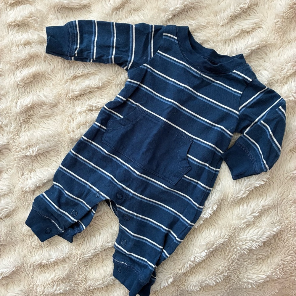 Carter's Navy and White Striped Footie